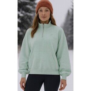 Gymshark Womens Mint Green Long Sleeve Mock Neck Zip Pullover Sweatshirt Size L